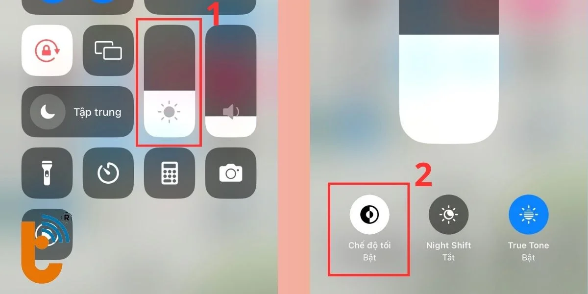 Bật chế độ sáng hoặc tối
