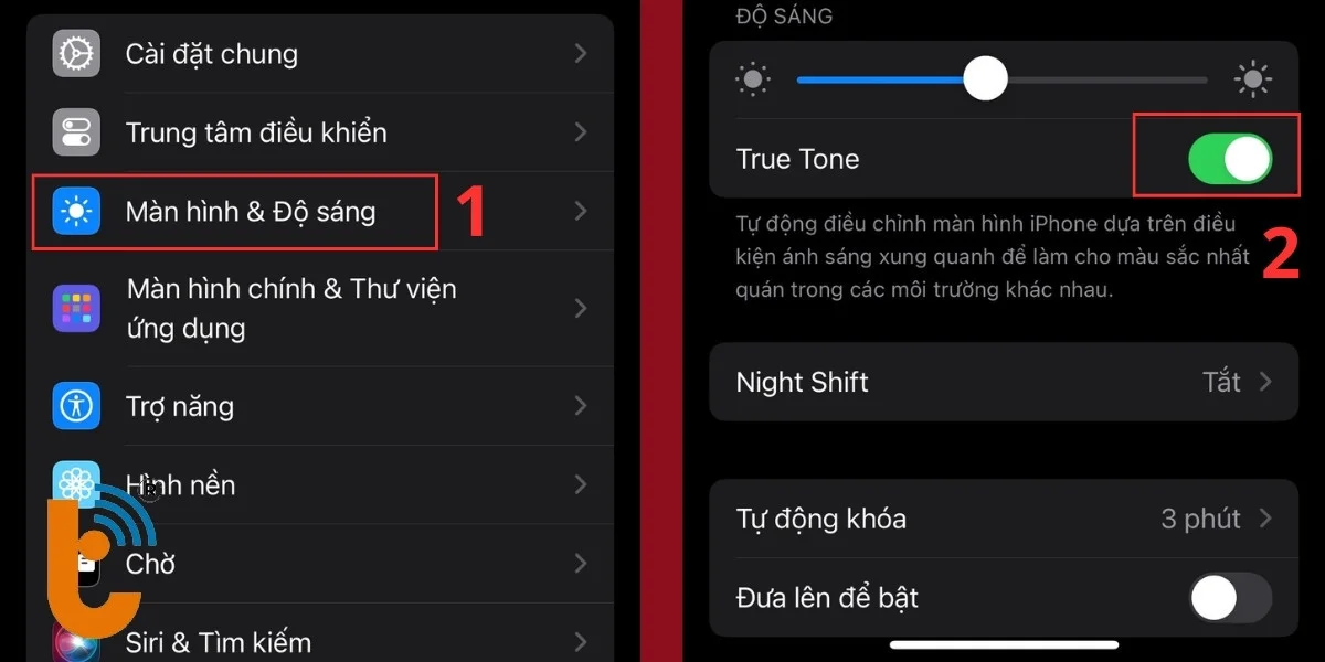 Bật tính năng True Tone