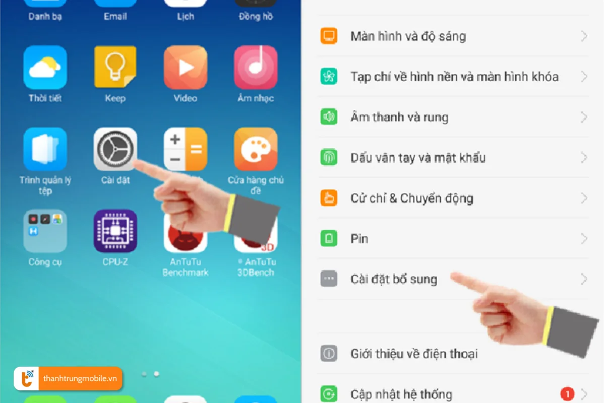 Bước 1 của hard reset fix oppo a37 bị liệt cảm ứng