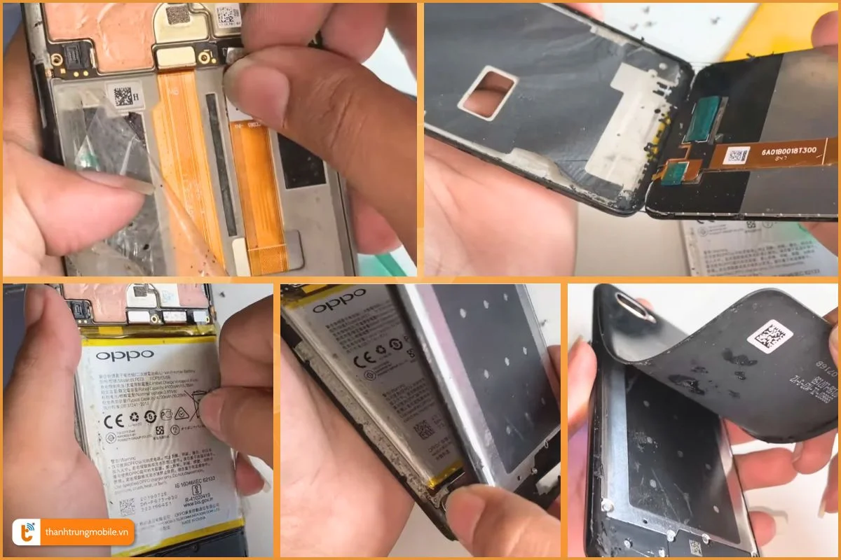 Các bước tháo màn hình Oppo A5S - Thành Trung Mobile