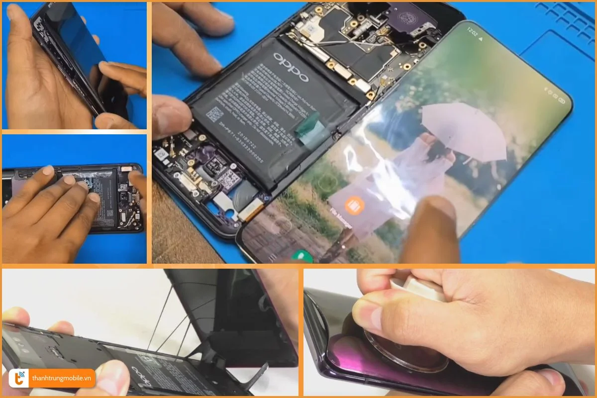 Các bước tháo màn hình Oppo Find X - Thành Trung Mobile