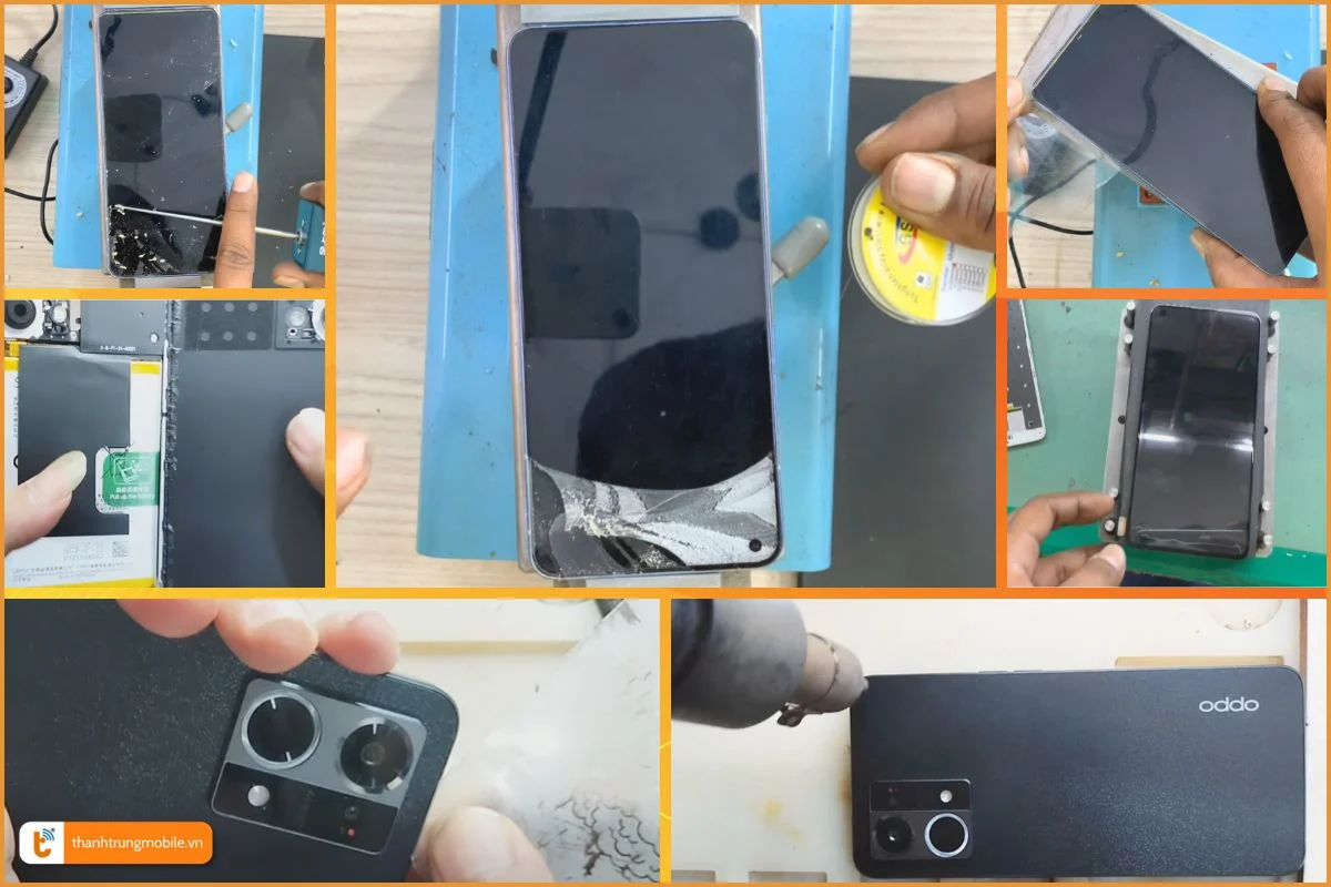 Các bước tháo máy và tách kính Oppo Reno 7 - Thành Trung Mobile
