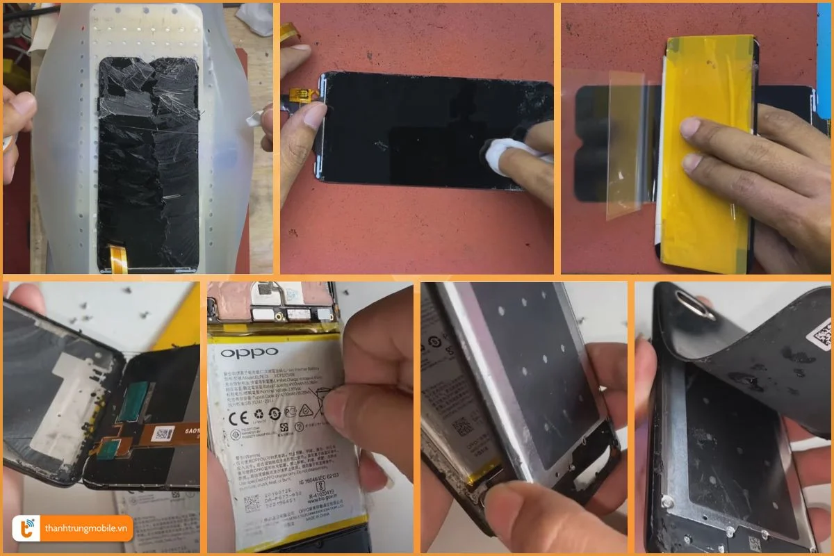 Các bước tháo máy và tách mặt kính Oppo A5S - Thành Trung Mobile