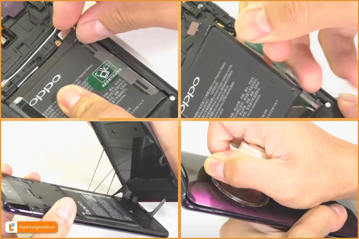 Các bước tháo pin Oppo Find X - Thành Trung Mobile