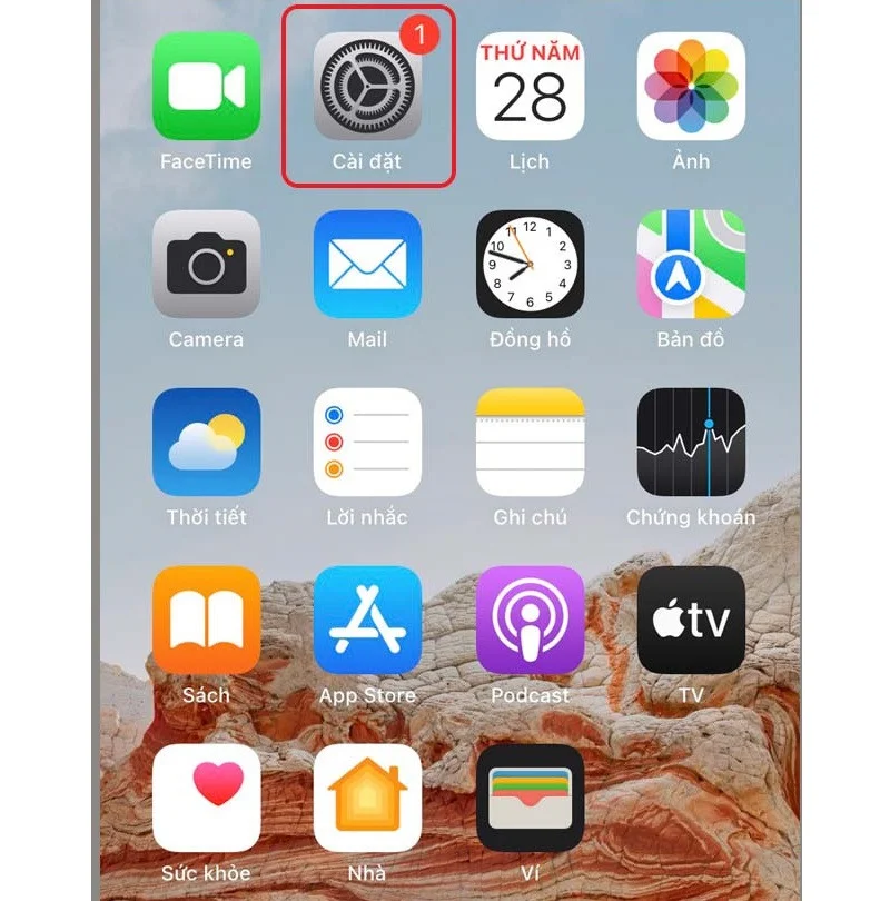 Mở Cài đặt trên iPhone 14 Plus