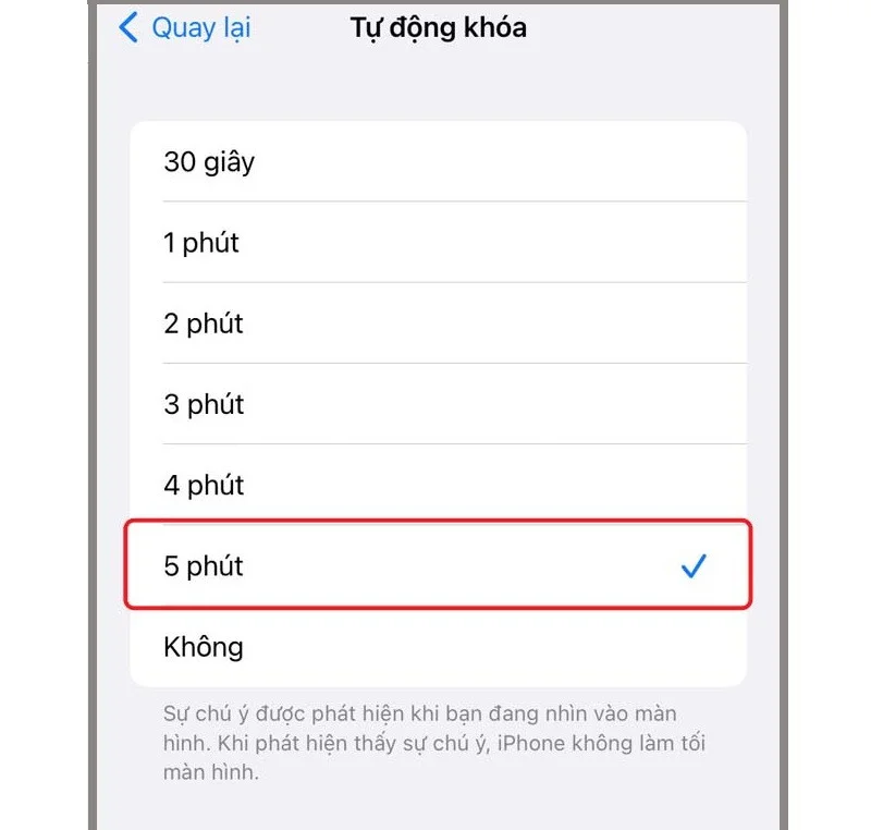 Chọn Tự động khóa