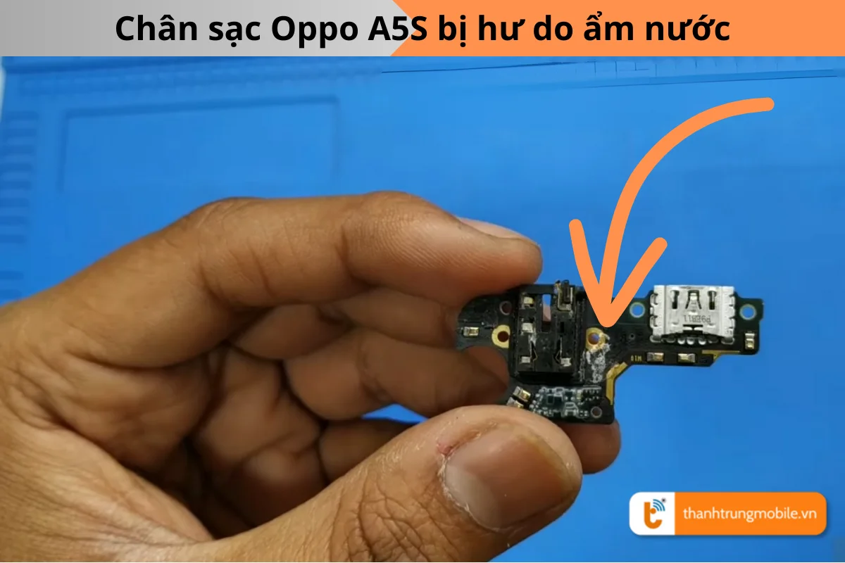 Chân sạc Oppo A5s bị vô nước