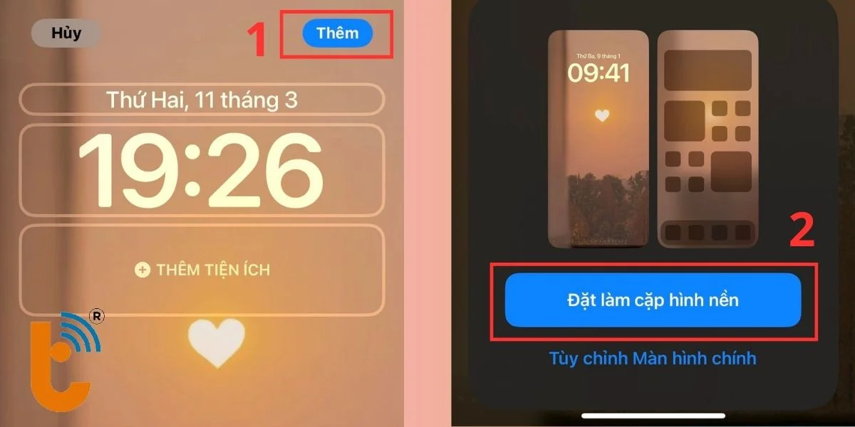 Chọn Đặt làm cặp hình nền