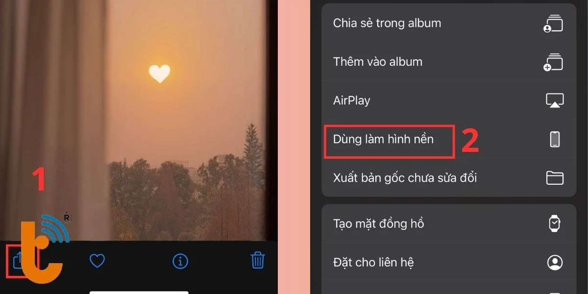Chọn vào Dùng làm hình nền