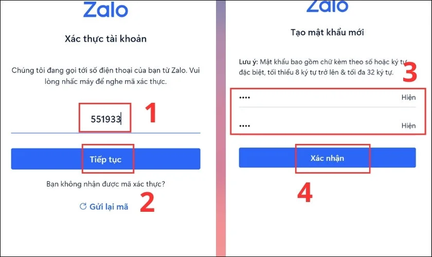 Chọn Xác nhận để hoàn tất quá trình lấy lại mật khẩu