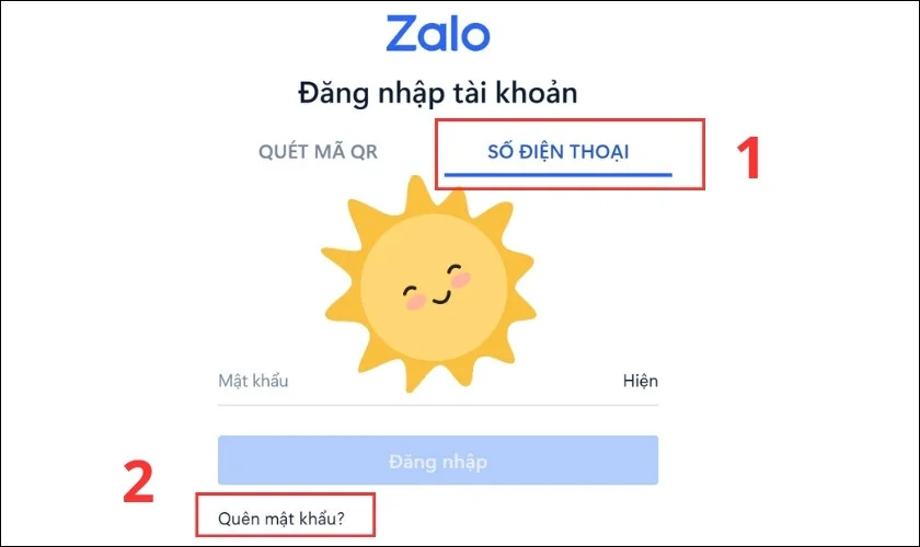 Click vào Quên mật khẩu