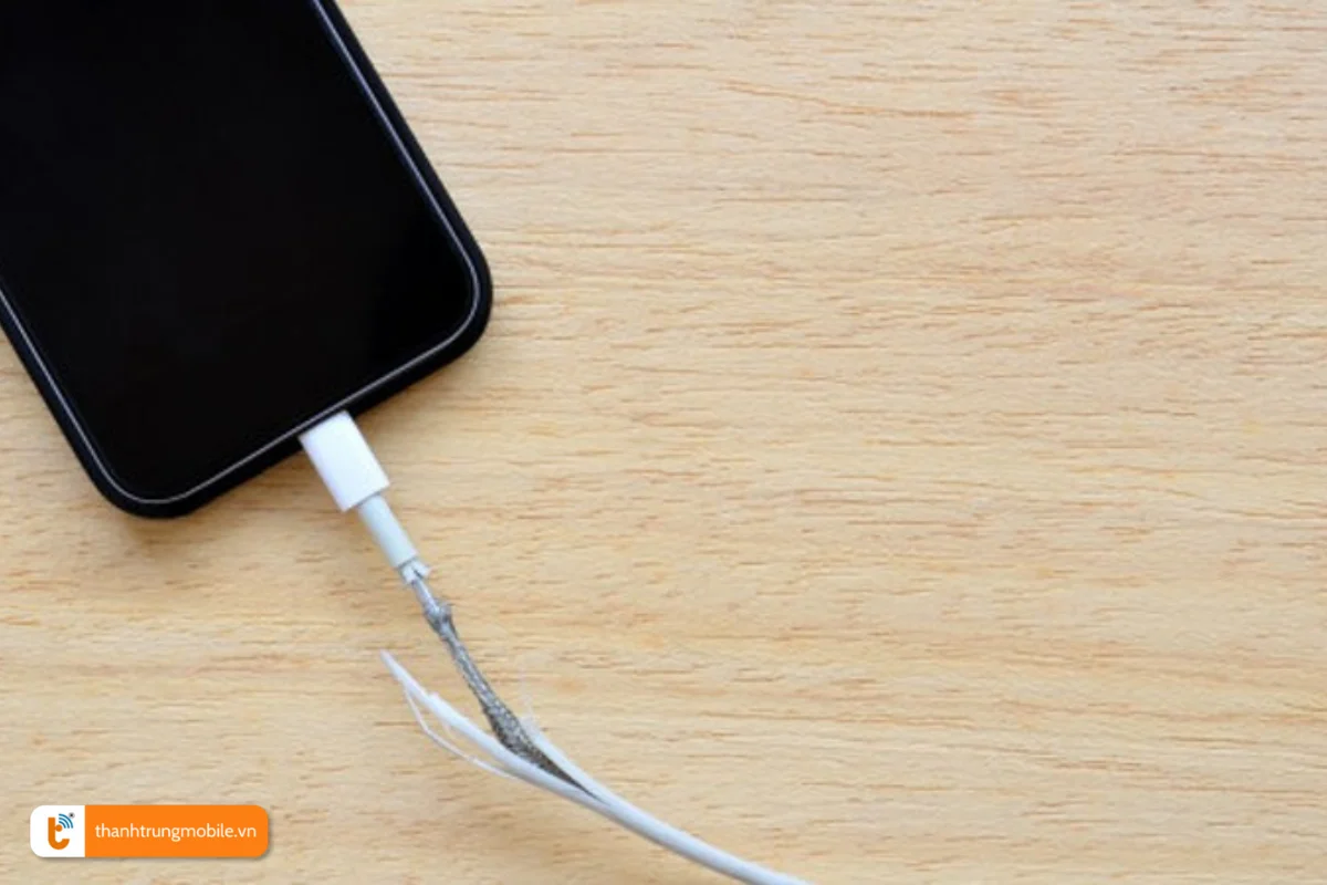 Dây sạc bị đứt, hư hỏng là một trong những nguyên nhân gây ra lỗi sạc Oppo F9 báo tia sét đỏ