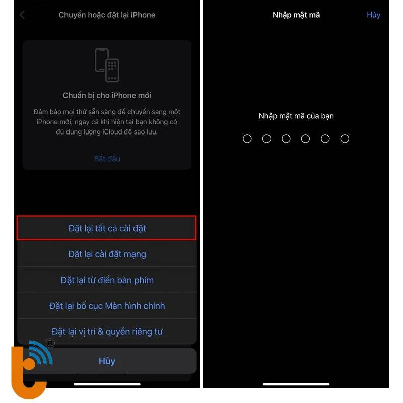 khôi phục cài đặt gốc của iPhone 13 Mini