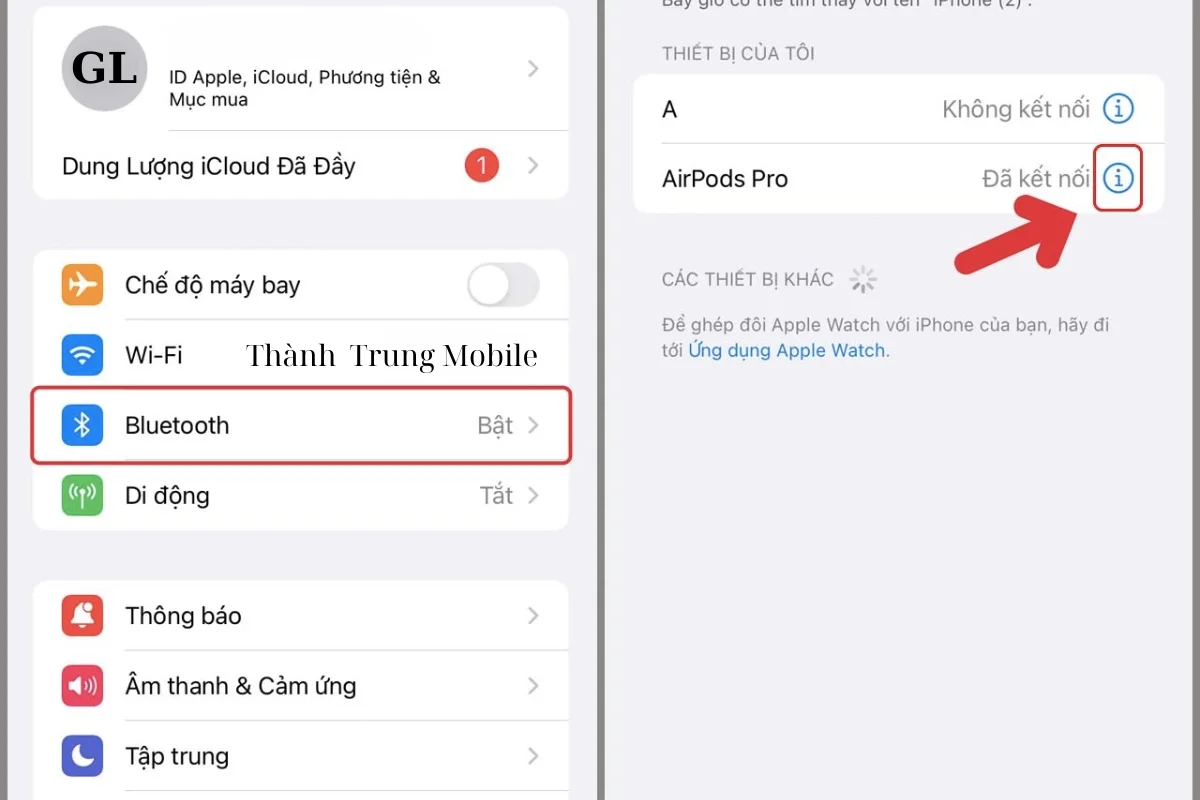 Kết nối lại AirPods sau khi Reset