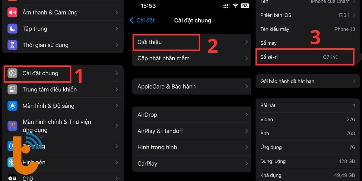 Lấy số seri của iPhone 13 Pro Max