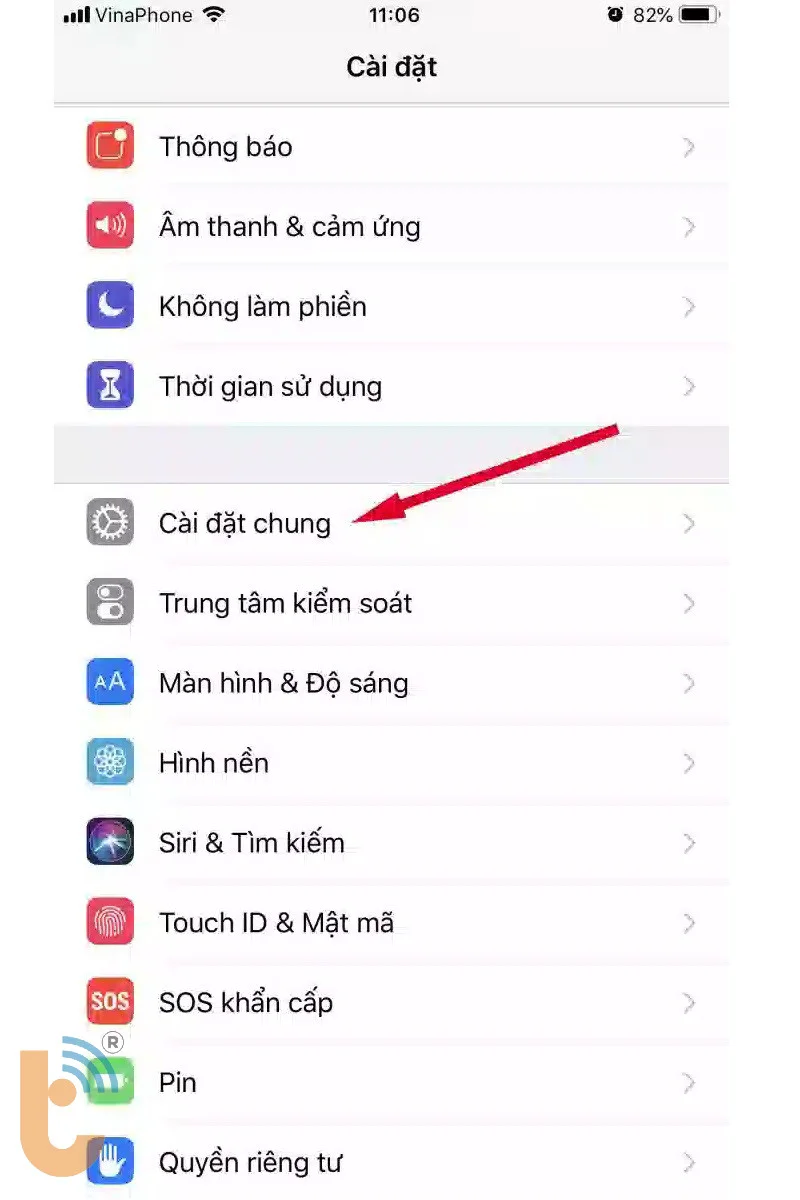 Hình ảnh 6: Chọn Cài đặt chung