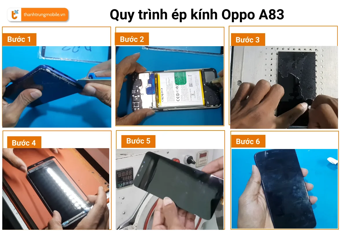 Quy trình ép kính Oppo A83