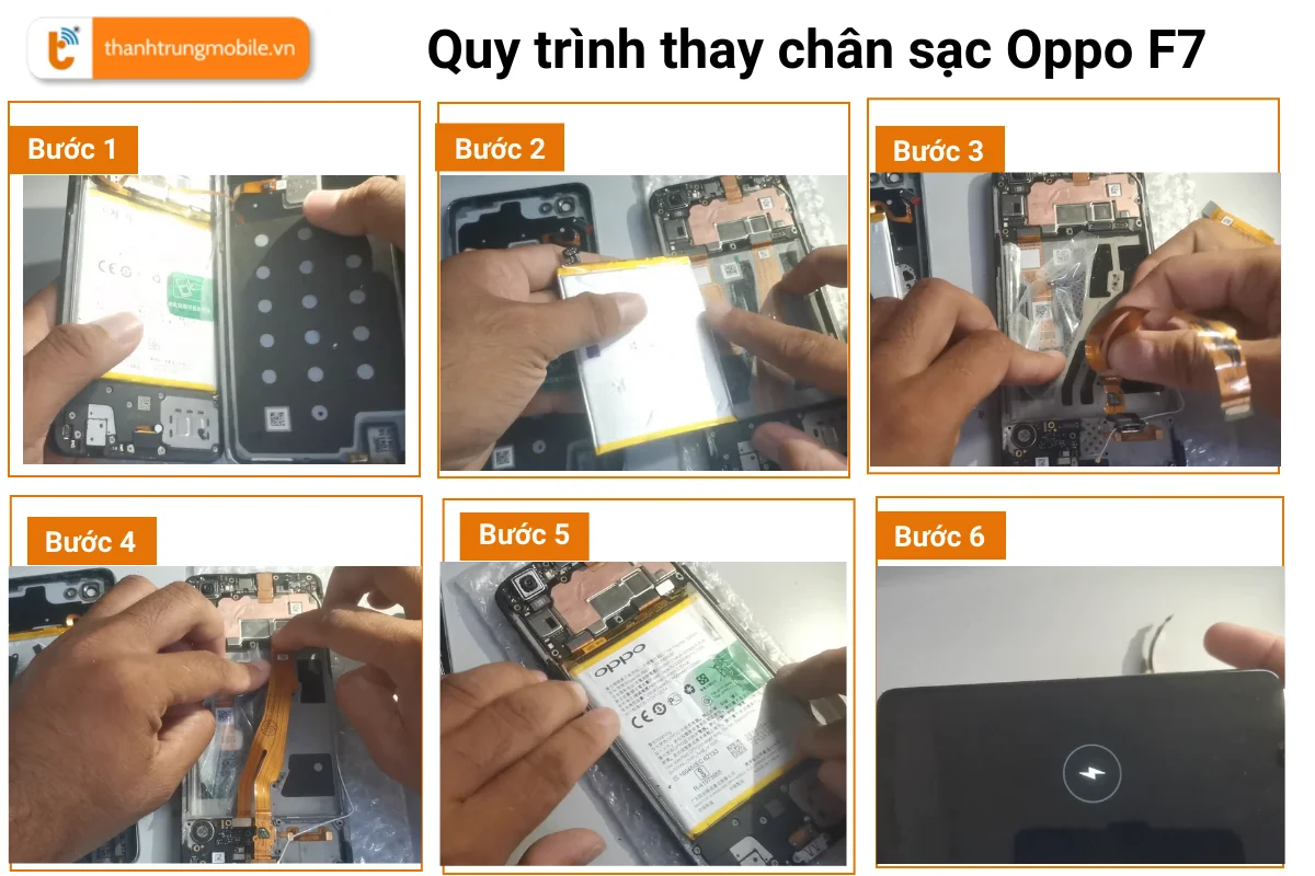 Quy trình thay chân sạc Oppo F7