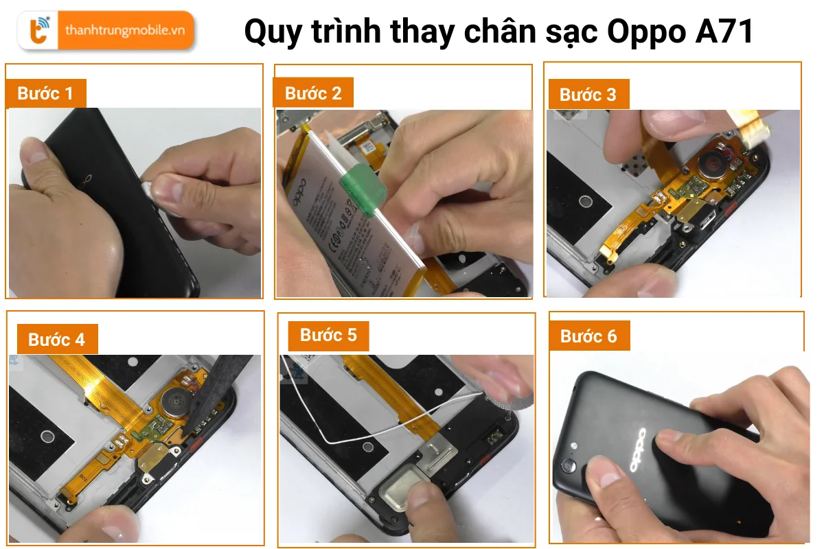 Quy trình thay chân sạc Oppo A71
