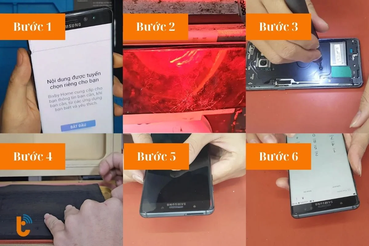 Quy trình thay màn hình Note 7 Fe
