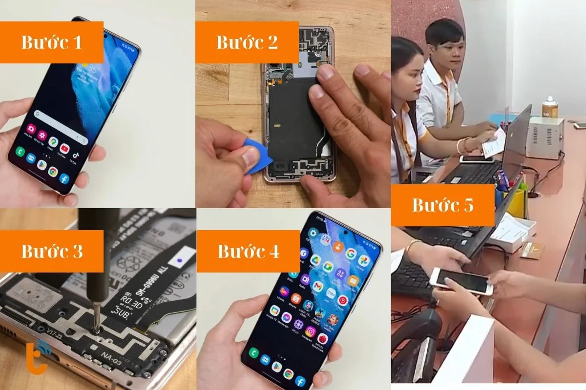 quy trinh thay pin samsung galaxy s21 plus chuyen nghiep