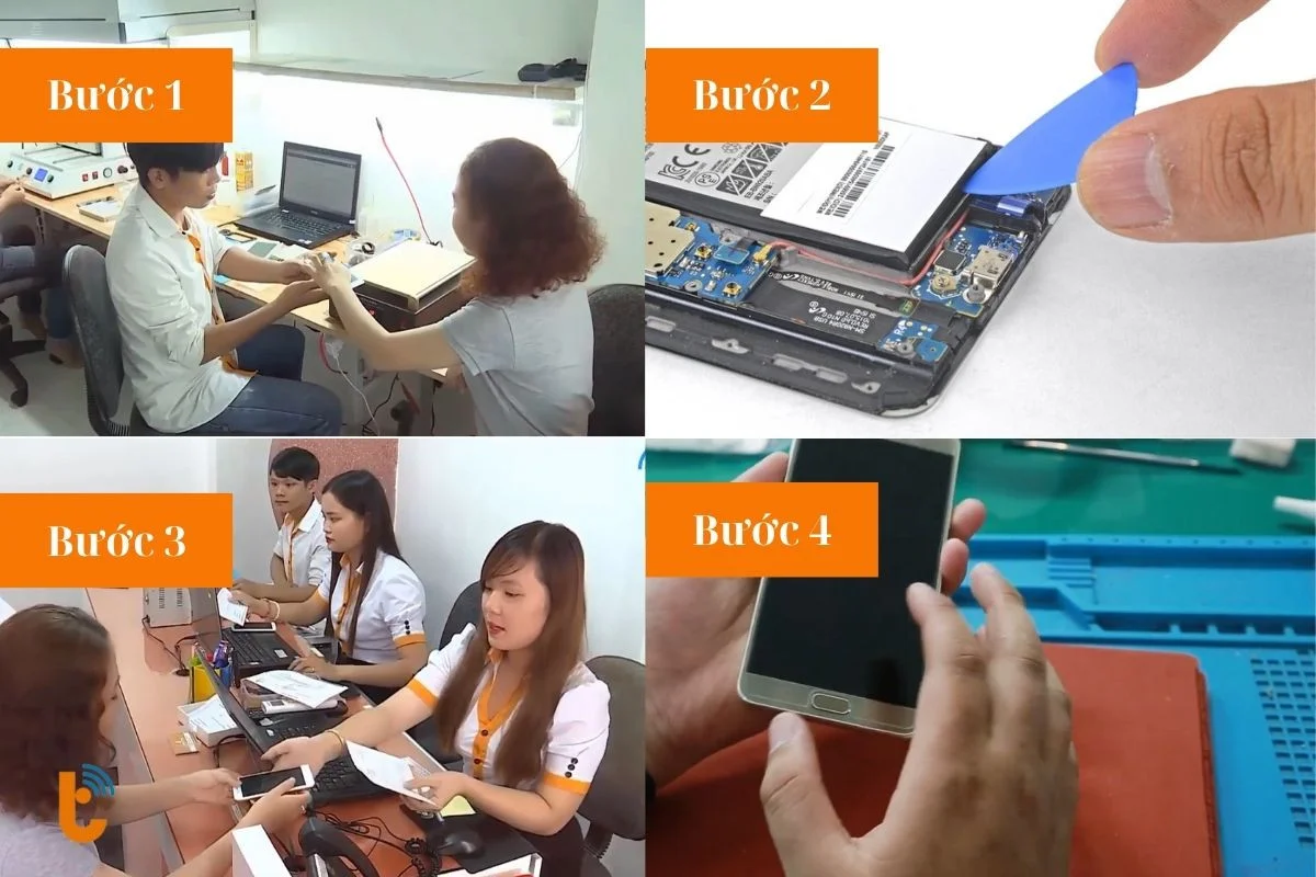 quy trinh thay pin samsung note 5 tai thanh trung mobile