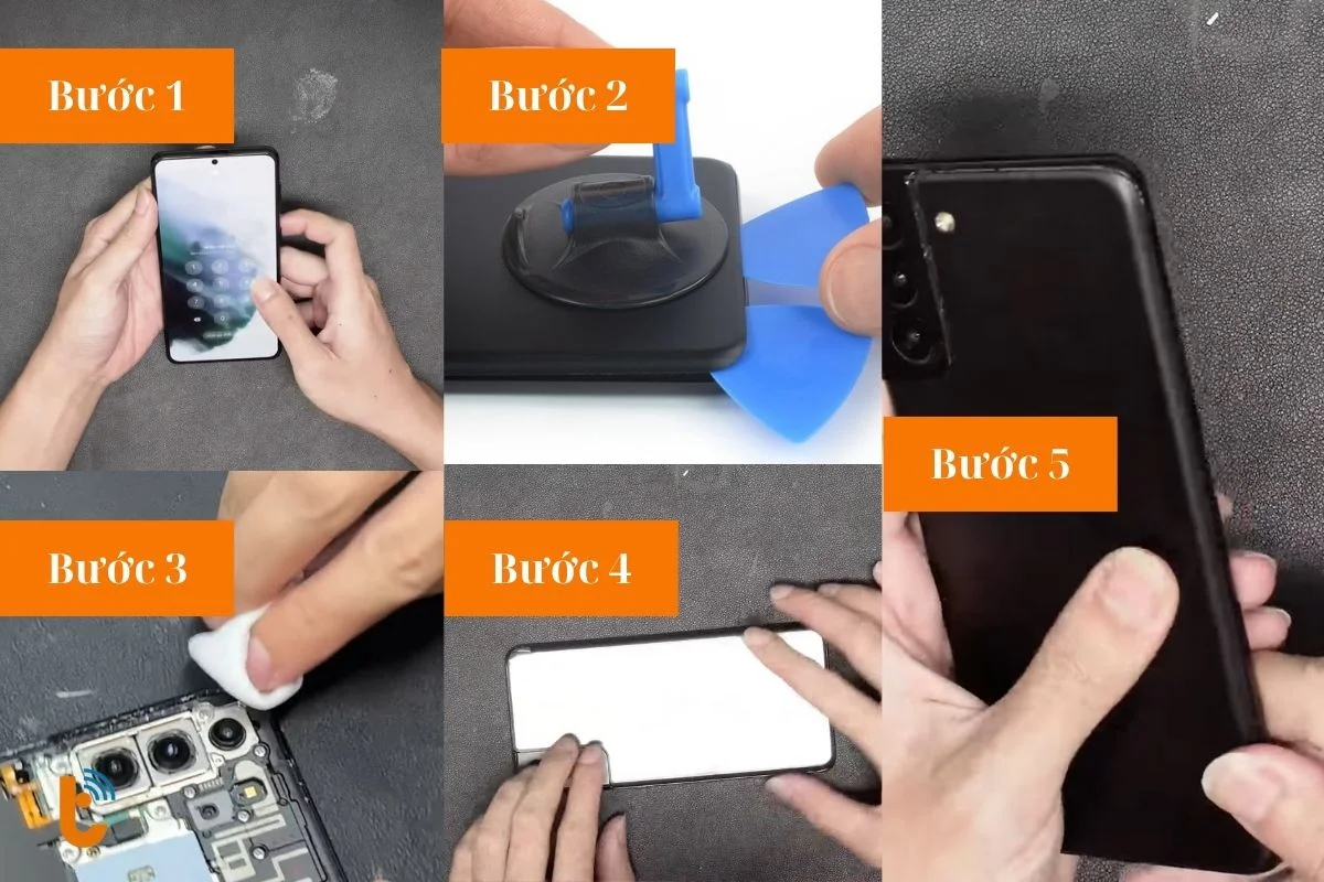 quy trinh thay the kinh lung samsung s21 plus chuyen nghiep