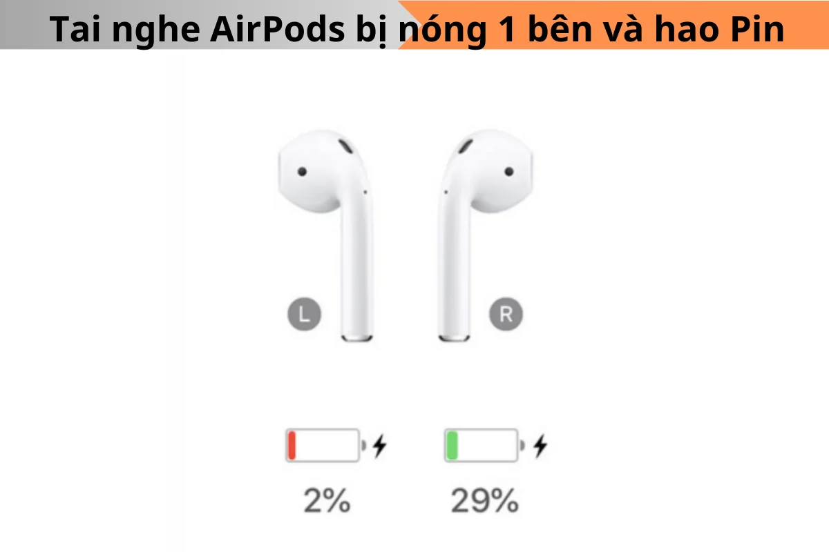 Tai nghe AirPod bị nóng 1 bên và hao Pin