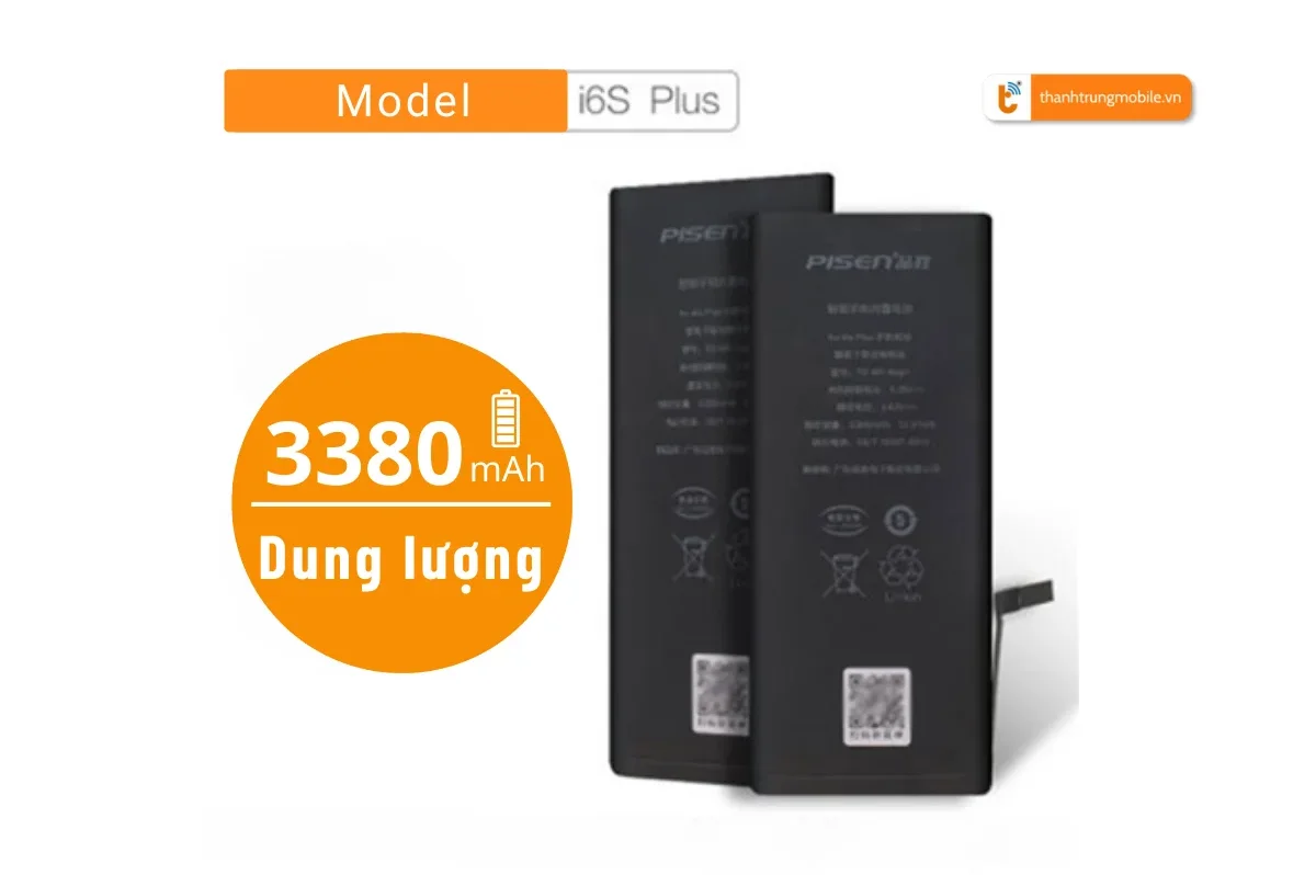 Thay pin Pisen iPhone 6s Plus 3380mAh