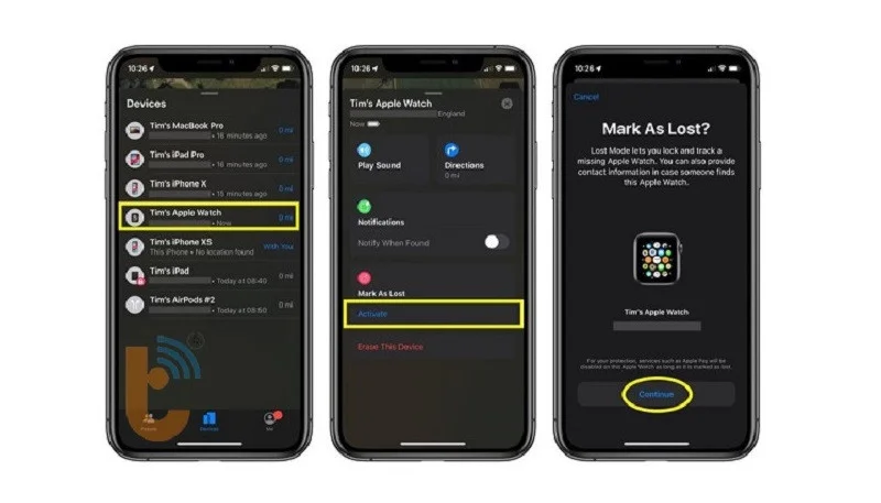 Sử dụng chế độ Lost Mode để tìm kiếm Apple Watch bị mất