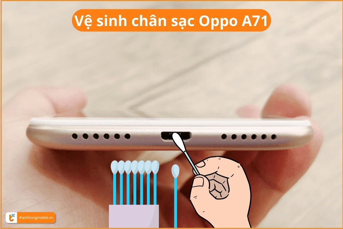 Vệ sinh chân sạc cũng là các khắc phục lỗi Oppo A71 sạc không vào pin