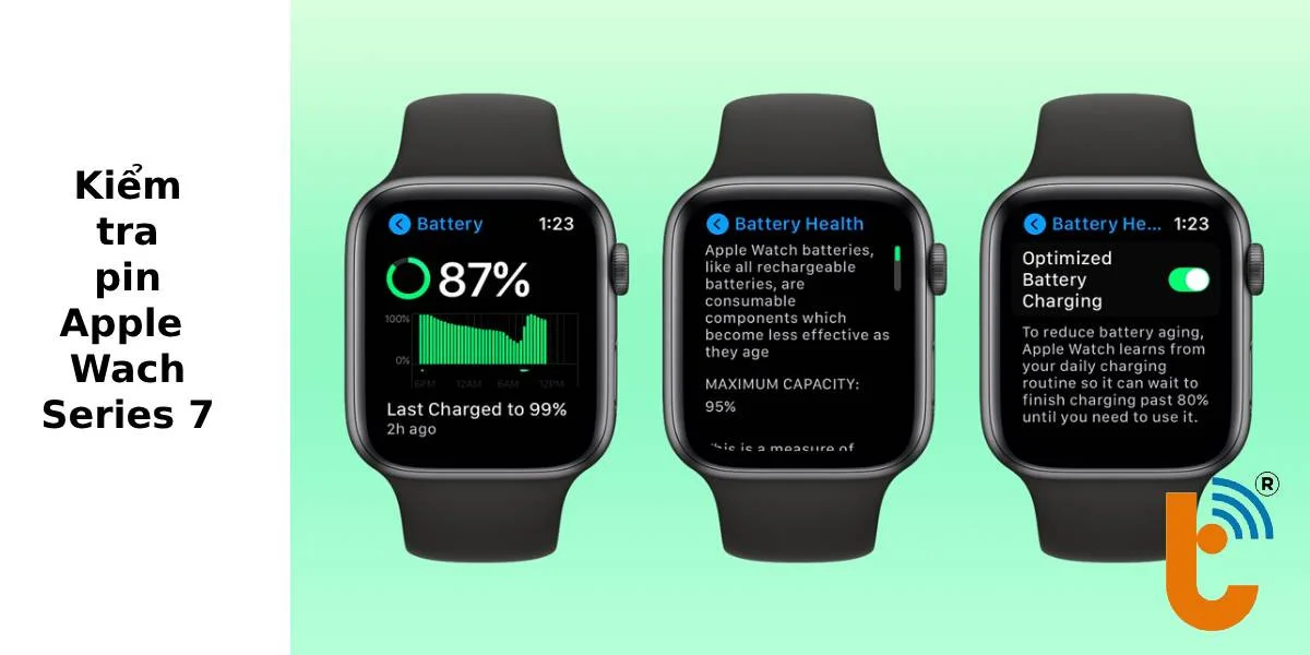 kiểm tra trạng thái pin trên Apple Watch series 7