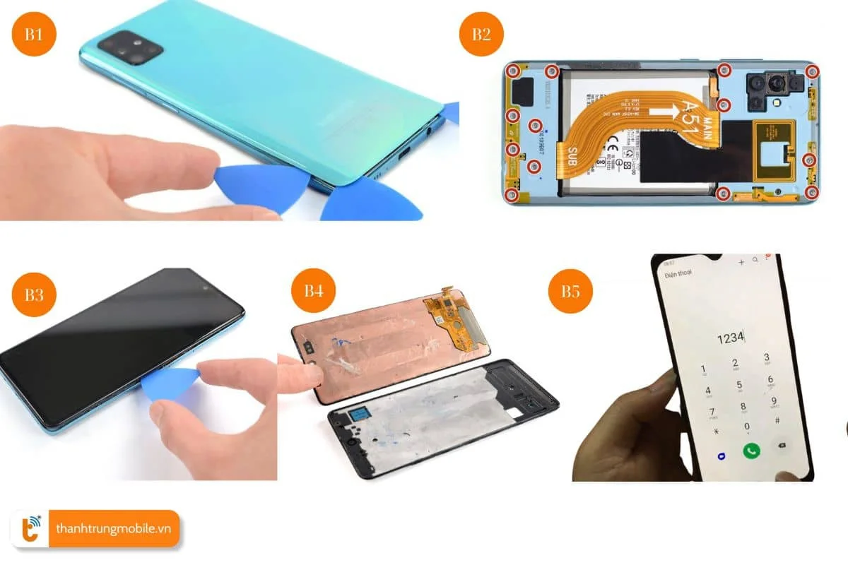 buoc 3 thay man hinh samsung a51