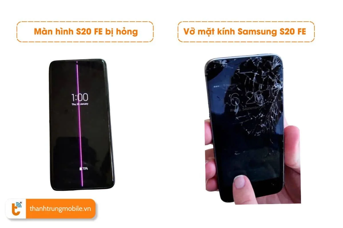dau hieu can thay man hinh, mat kinh samsung s20 FE