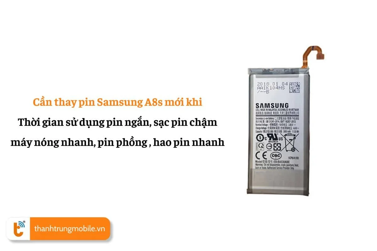 dấu hiệu cần thay pin Samsung A8s