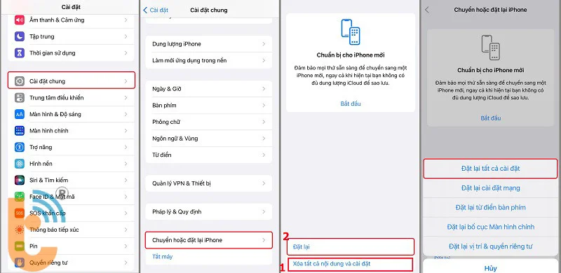 Các bước khôi phục cài đặt gốc chi tiết