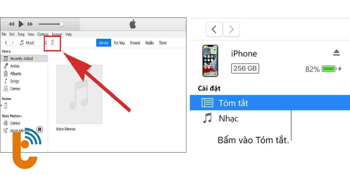 Khôi phục thiết bị trong iTunes