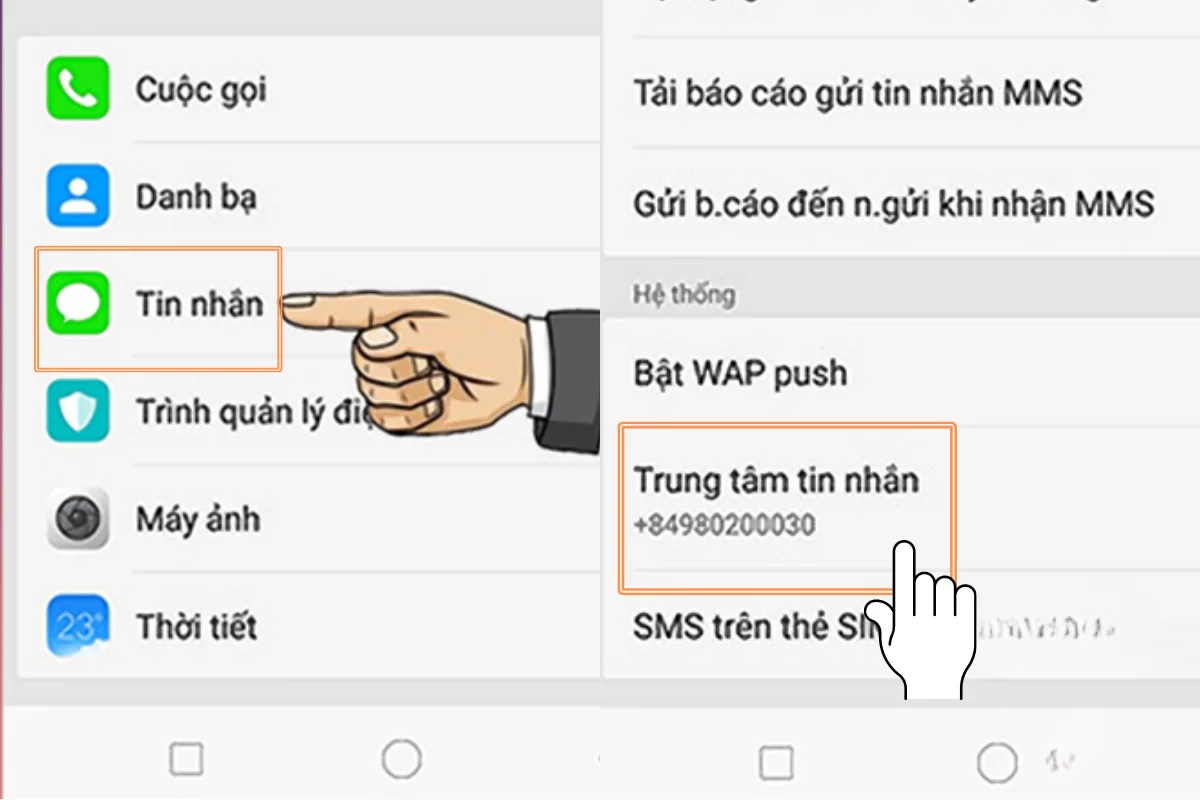 Kiểm tra trung tâm tin nhắn