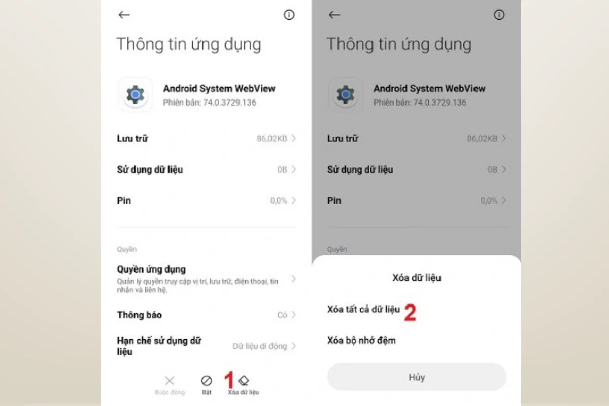 xóa cache và dữ liệu của trình khởi chạy hệ thống