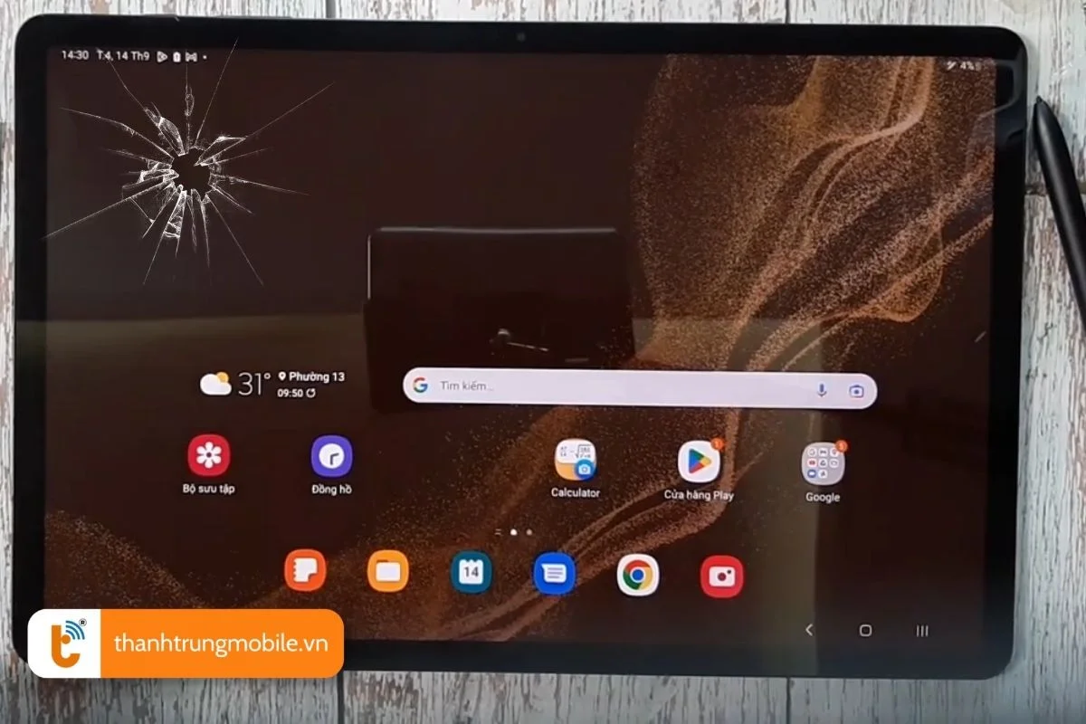 ly do mat kinh cam ung samsung tab s8 bi nut tray
