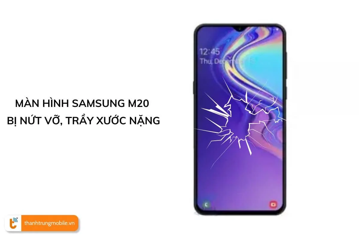 mat kinh samsung m20 bi tray xuoc, nut vo