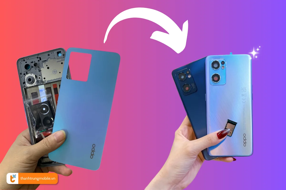 Oppo Reno 7 sau khi được thay vỏ chính hãng mới