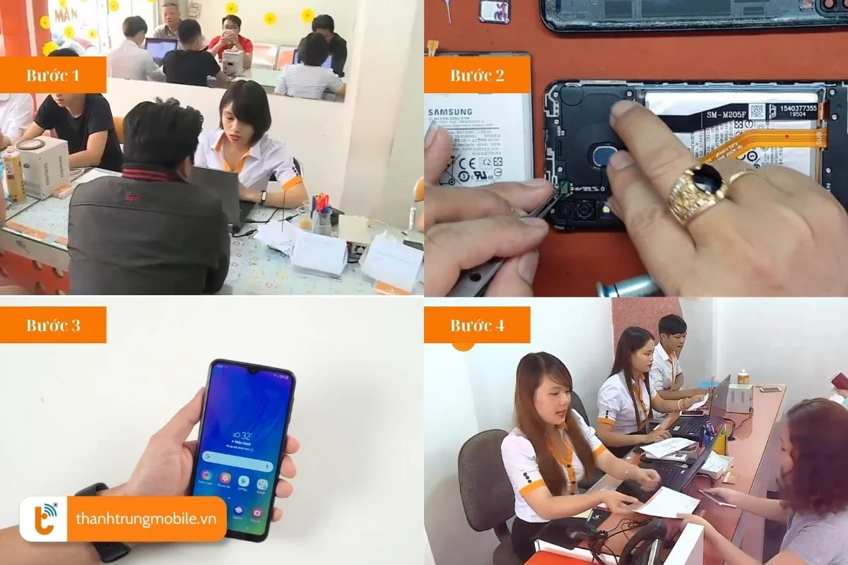 qua trinh sua pin samsung m10 tai thanh trung mobile