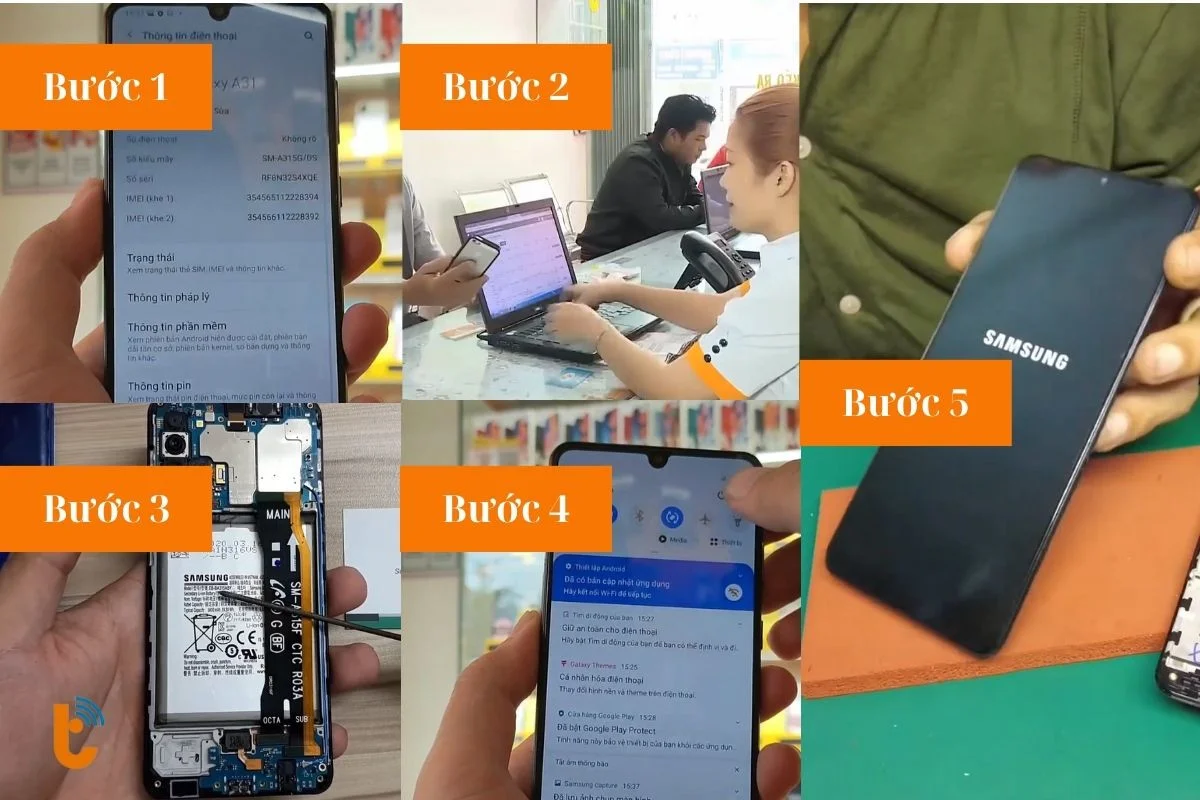 qua trinh thay pin samsung galaxy a31 nhanh chong