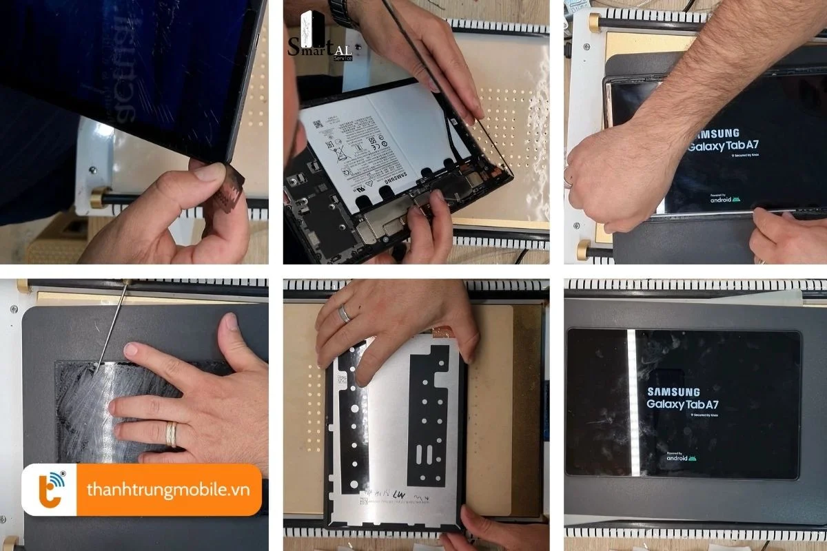 quy trinh ep kinh samsung galaxy tab a7 chuyen nghiep