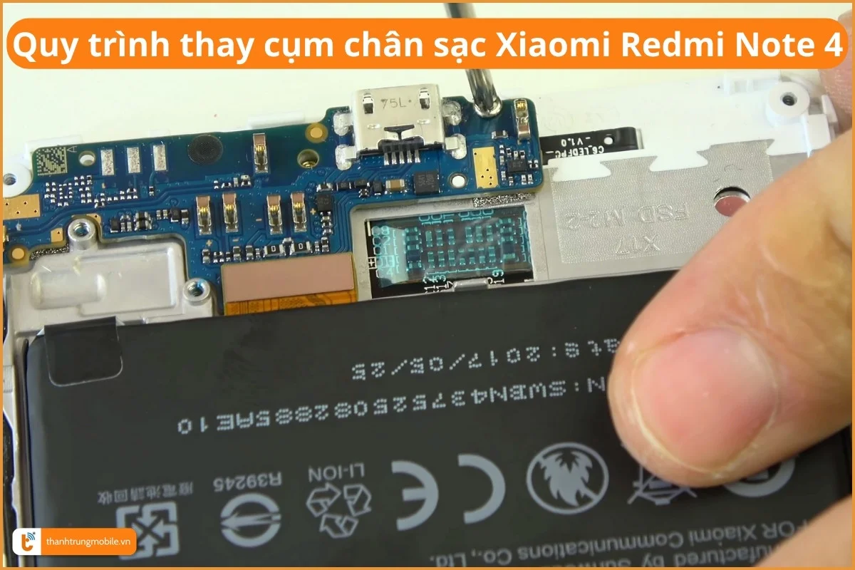 Quy trình thay cụm chân sạc Xiaomi Redmi Note 4