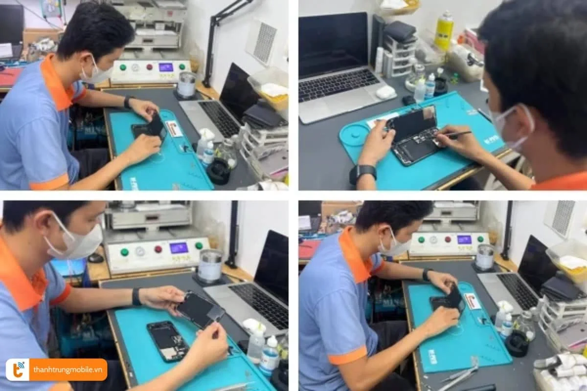 quy trình thay màn hình Samsung A8 plus tại Thành Trung Mobile