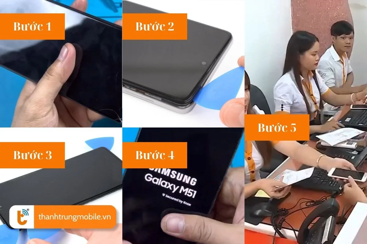 quy trinh thay man hinh samsung galaxy m51 chuyen nghiep