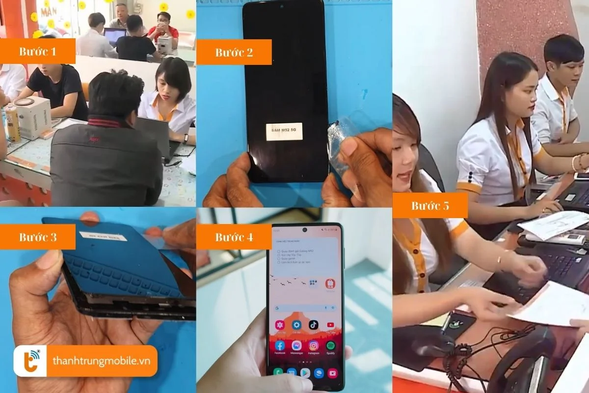quy trinh thay man hinh samsung galaxy m52 chuyen nghiep