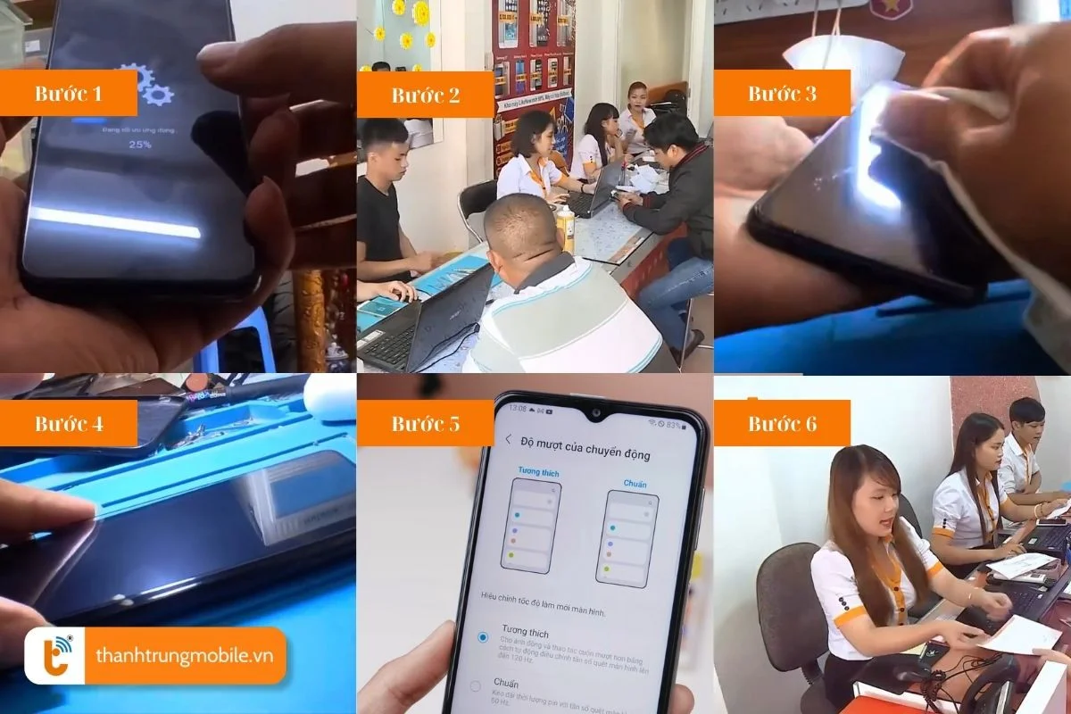 quy trinh thay man hinh samsung m23 tai thanh trung mobile